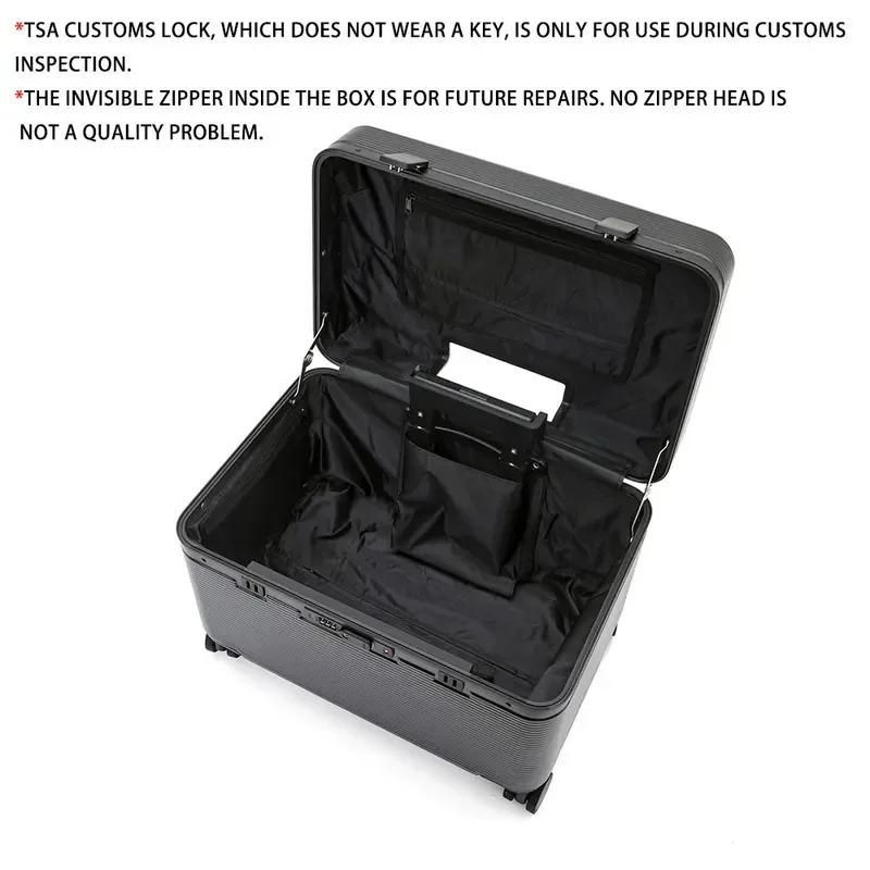 Aluminum Alloy Frame Suitcase, Top-Opening ABS Portable Trolley Case, Universal Wheels, Customs Code Lock Boarding Case