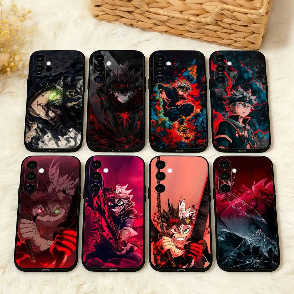 

B-Black A-Asta Clover Phone Case For Samsung A73,A21s,A22,A31,A32,A52,A53,A71,A80,Soft Black Shell