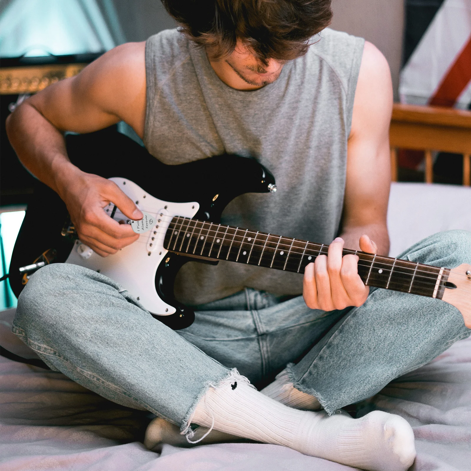 الفولاذ المقاوم للصدأ الغيتار اختيار قلادة تصميم مريح باس اختيار قلادة المحمولة الغيتار الريشة للمبتدئين #6