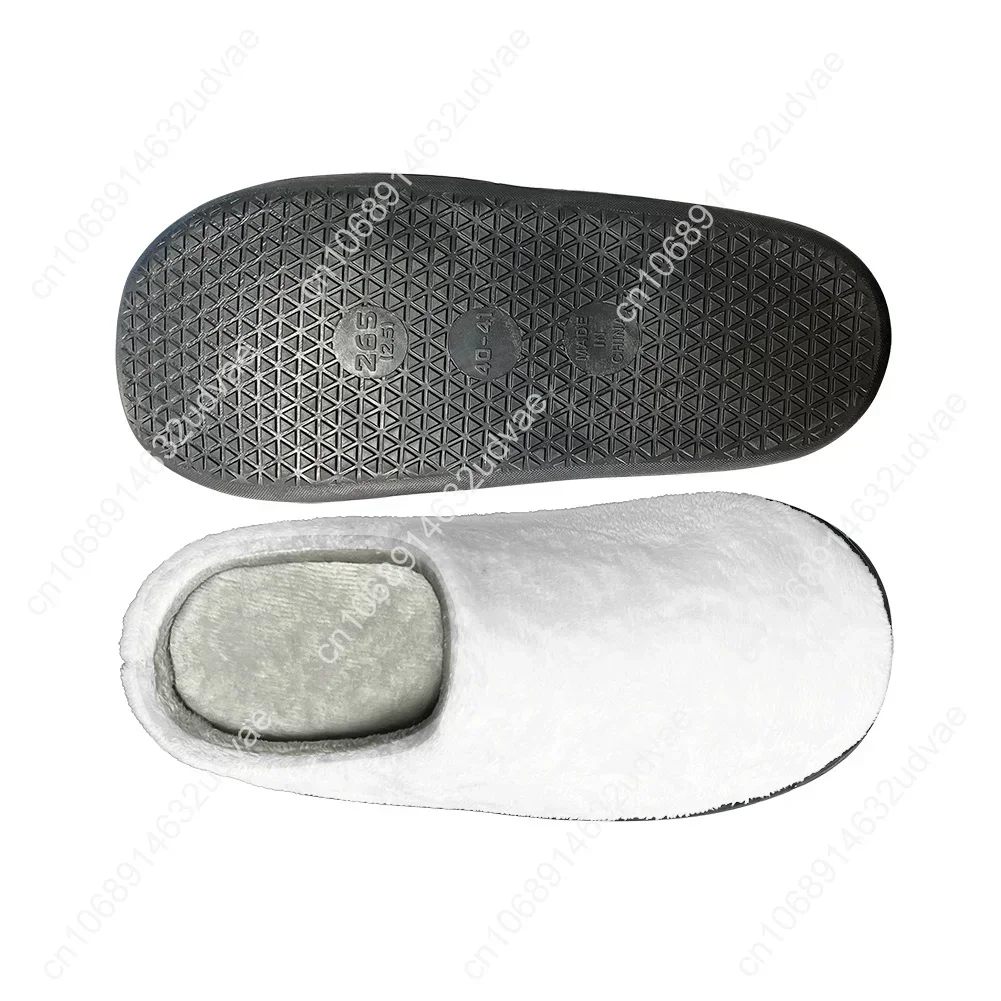 Custom Made Sublimation Print Fashion Men Women Flannel Winter Home Cotton Slippers Slides Sandals