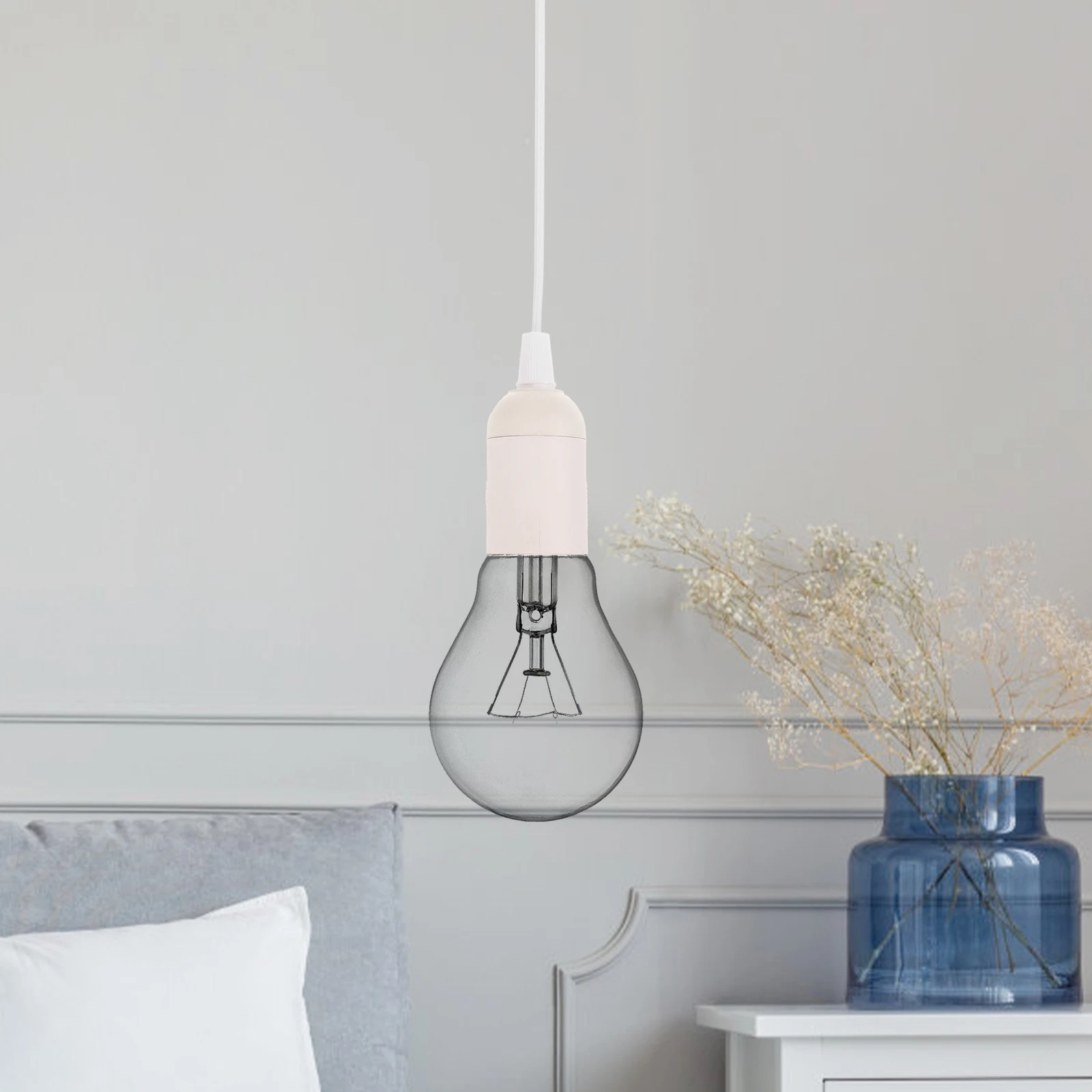 

White Single Lamp Socket Accessories 4.5M Cord with US Plug for DIY Pendant Light Bulb Holder Plastic Lamp Parts
