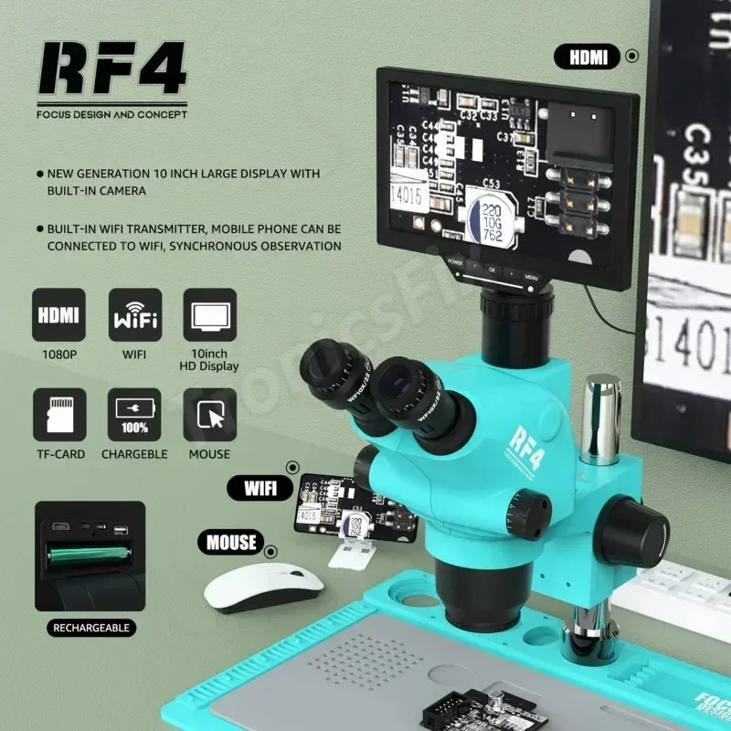 RF4 High Quality 10Inch Video Display Screen YS010W Observe Recorded PBC Phone Mobile Repair Tools Apply To Triocular Microscope