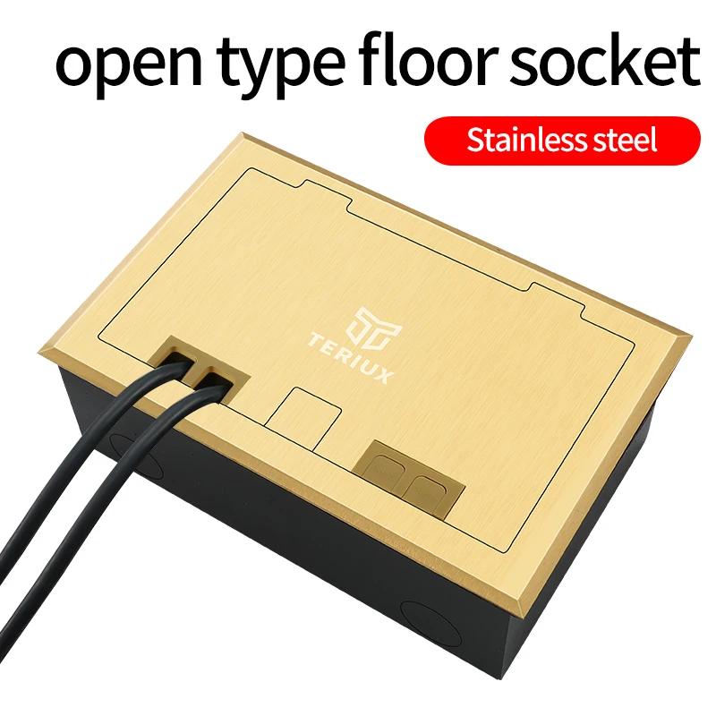 

Factory sale golden pure copper socket open type floor socket recessed floor socket 250v manufacturer built in socket