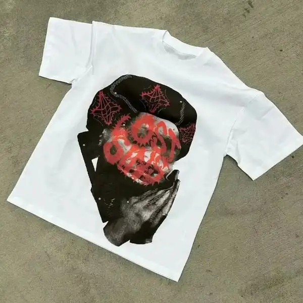 T-Shirt mit amerikanischem Hip-Hop-Charaktermuster - Lässiges und modisches Oversize-T-Shirt - Retro-Herren-T-Shirt – Detail 7