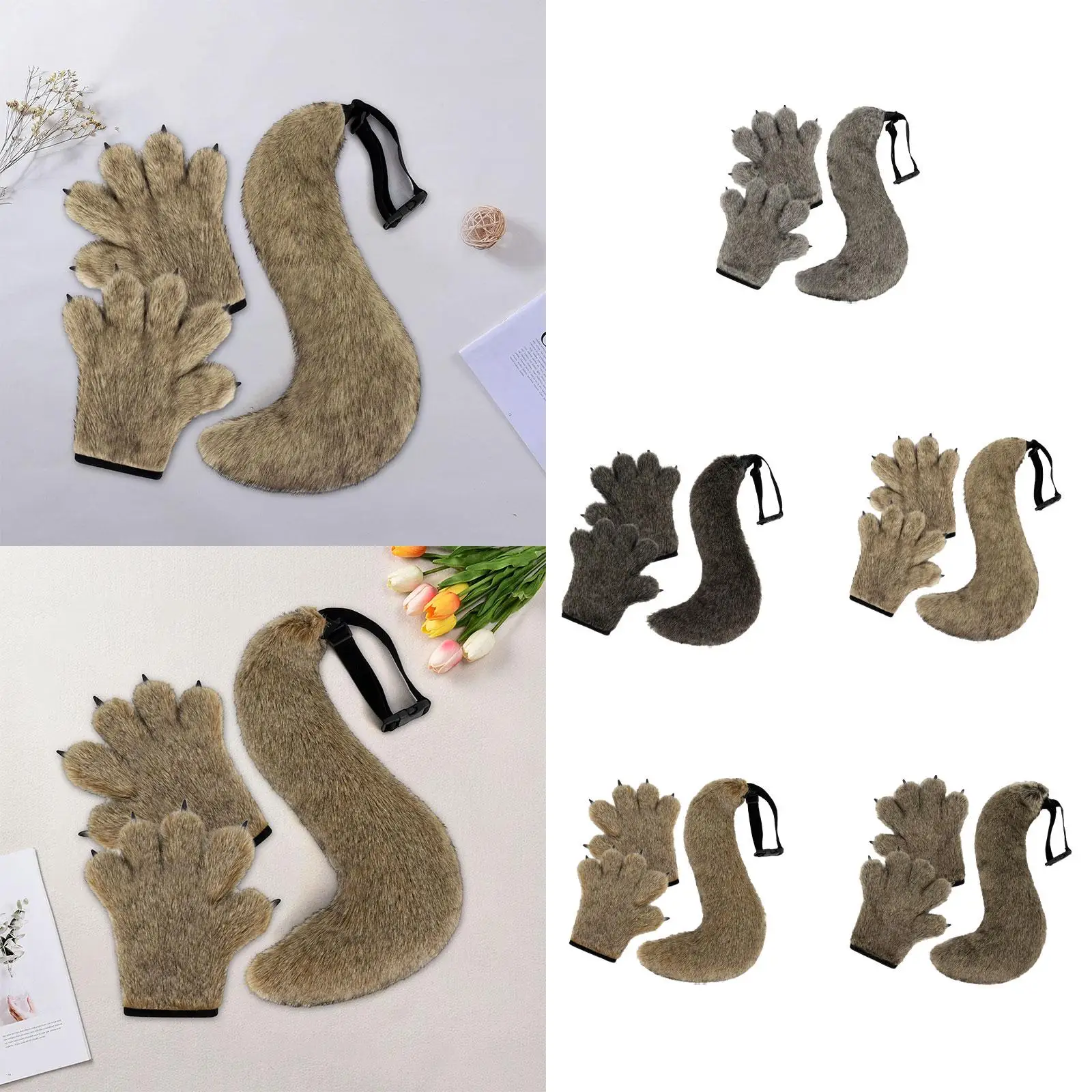 

Хэллоуин Волчьи лапы Перчатки и хвост Набор для выступления на сцене фестивалей