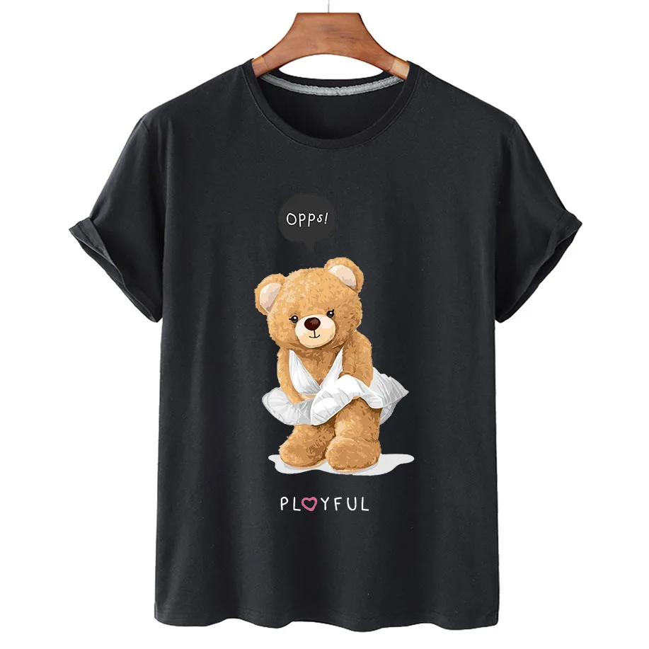 100% Cotton Sexy Bear T Shirts Summer 2022 T Shirts Women Short Sleeve O Neck T Shirts Unisex Plus Oversized Women T Shirts 4XL