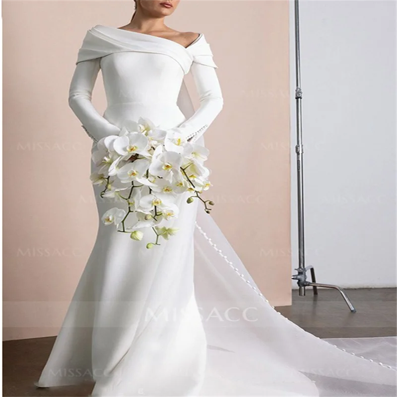 Long Sleeves 2025 Korean Wedding Dress for Bride Elegant  Wedding Dress Mermaid Style Long White dresses  한국웨딩드레스 Customized  ﻿