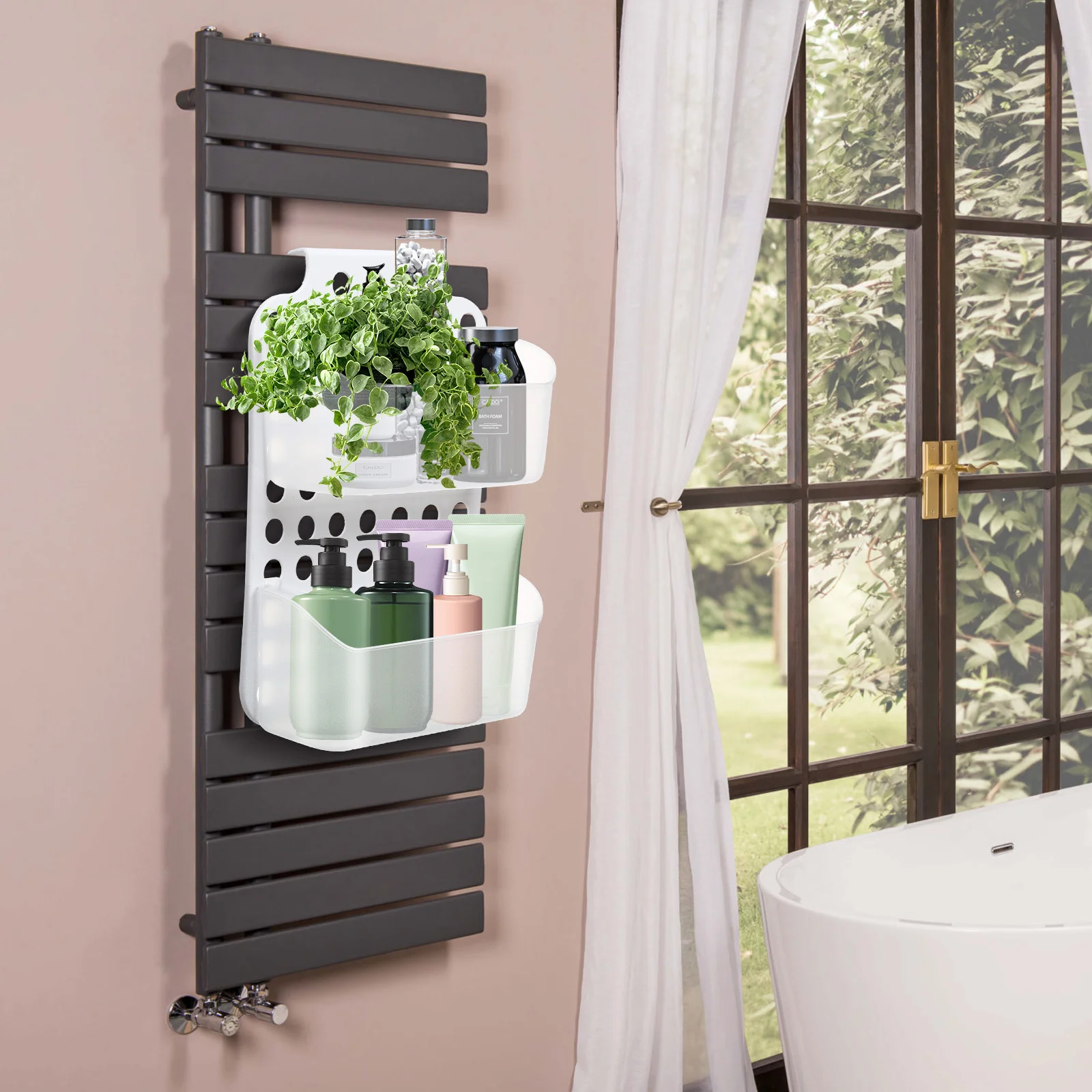 Bathroom Hanging Basket Storage Drain Toiletries Rack Hook Organizing Shower Multifunctional up Stand Plastic Shelves