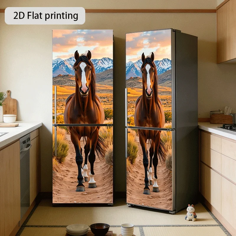Printing][23.62×70.87 inch ] "Galloping Red Stallion in The Desert" Theme Kitchen Home Decoration Wallpaper Self-Adhesive Sui