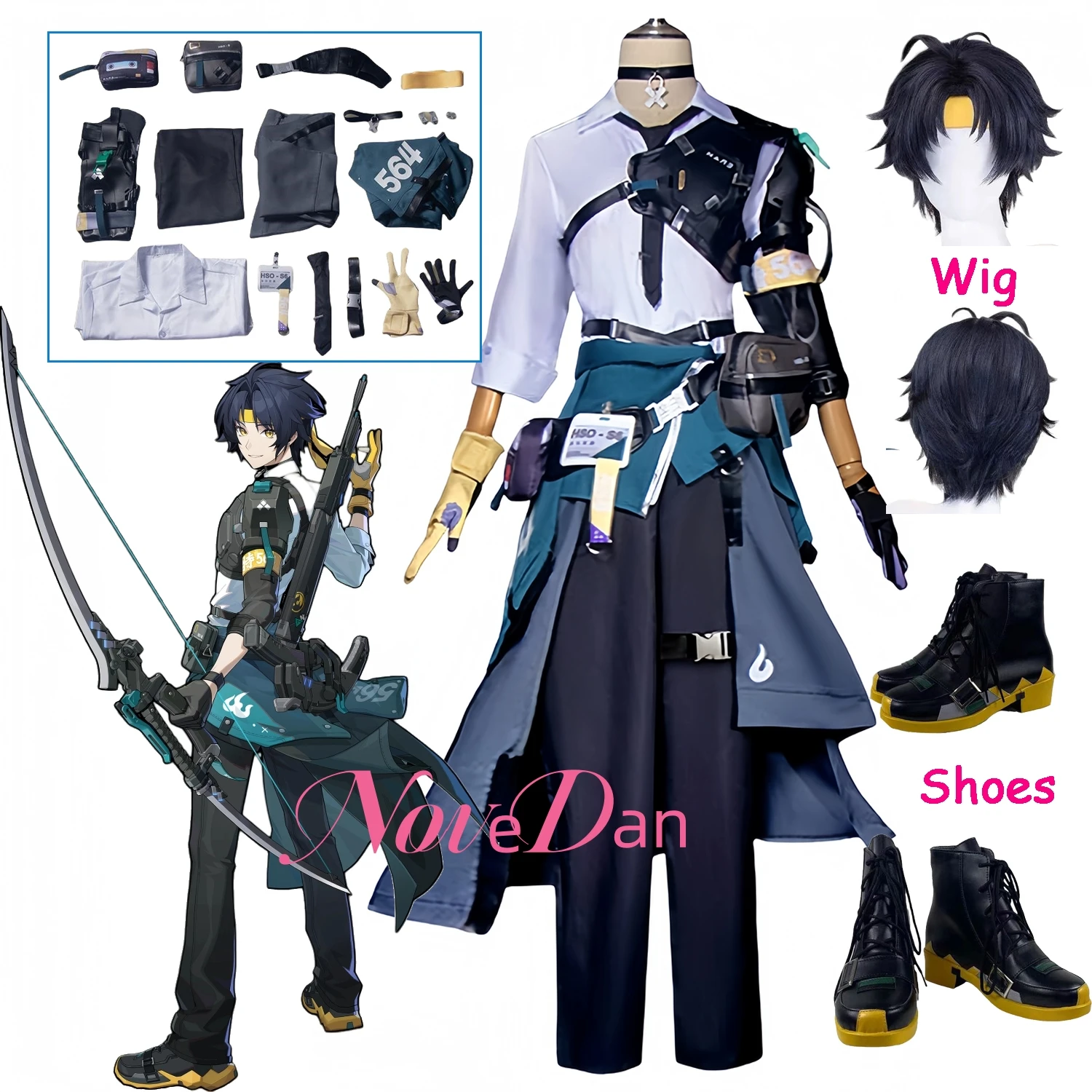 

ZZZ Harumasa Cosplay Costume Shoes Wig Zenless Zone Zero Game Uniform Bag Choker Props Section 6 Halloween Party Suit Women Men