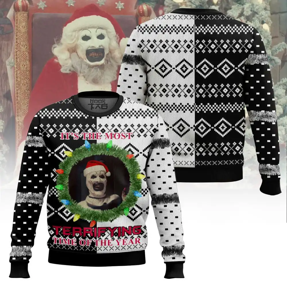 

It’s The Most Terrifying Time Of The Year Ugly Christmas Sweater Funny Holiday Party Pullover Plus Size Sweater for Xmas Gift