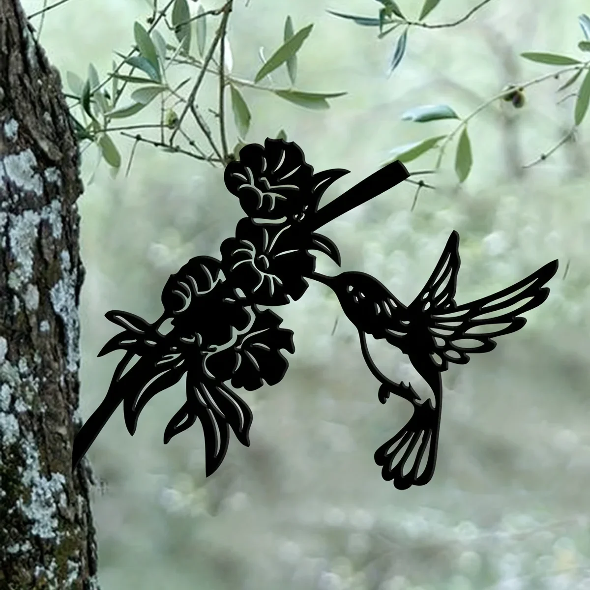 Decor Hummingbird With Flowers Metal, Mother's Day, Yard Bird Art, Perfect for Housewarming Gifts Hummingbird Decorations
