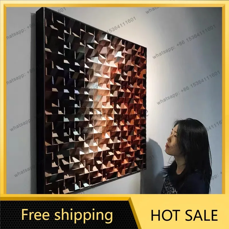 LJY modern simple wood three-dimensional decorative painting sofa background wall art mural