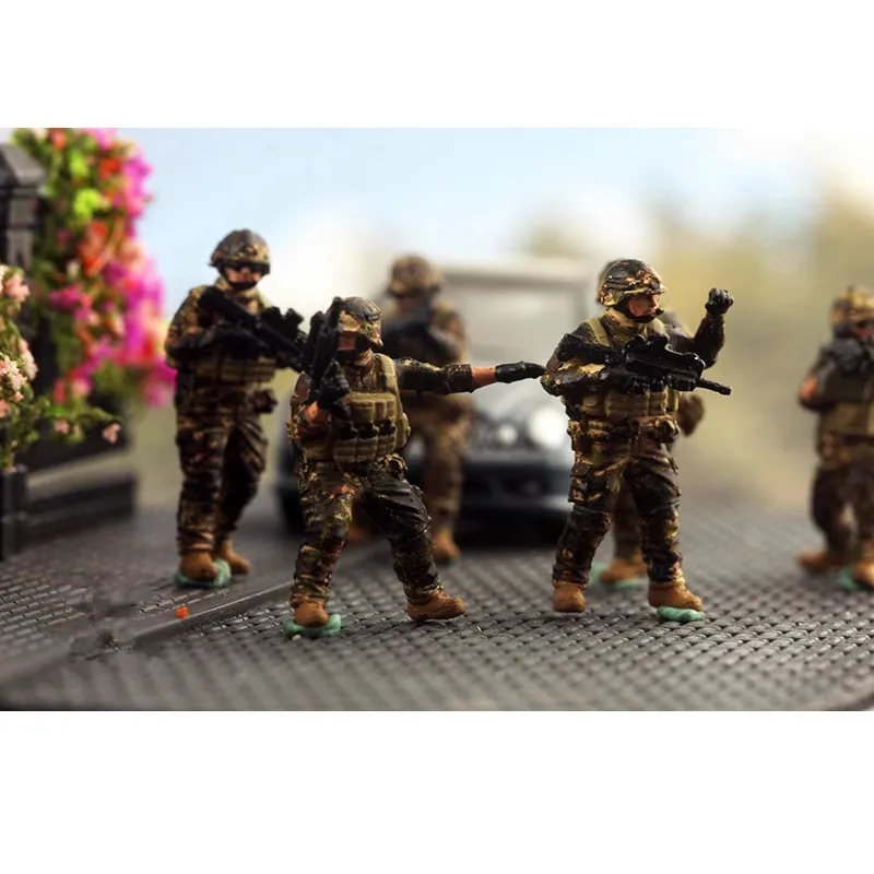 Escala 1/72 7 peças, soldados do exército francês moderno, modelo de figuras de ação, acessório de cena diy, coleção de brinquedos, bonecas, fãs de presente