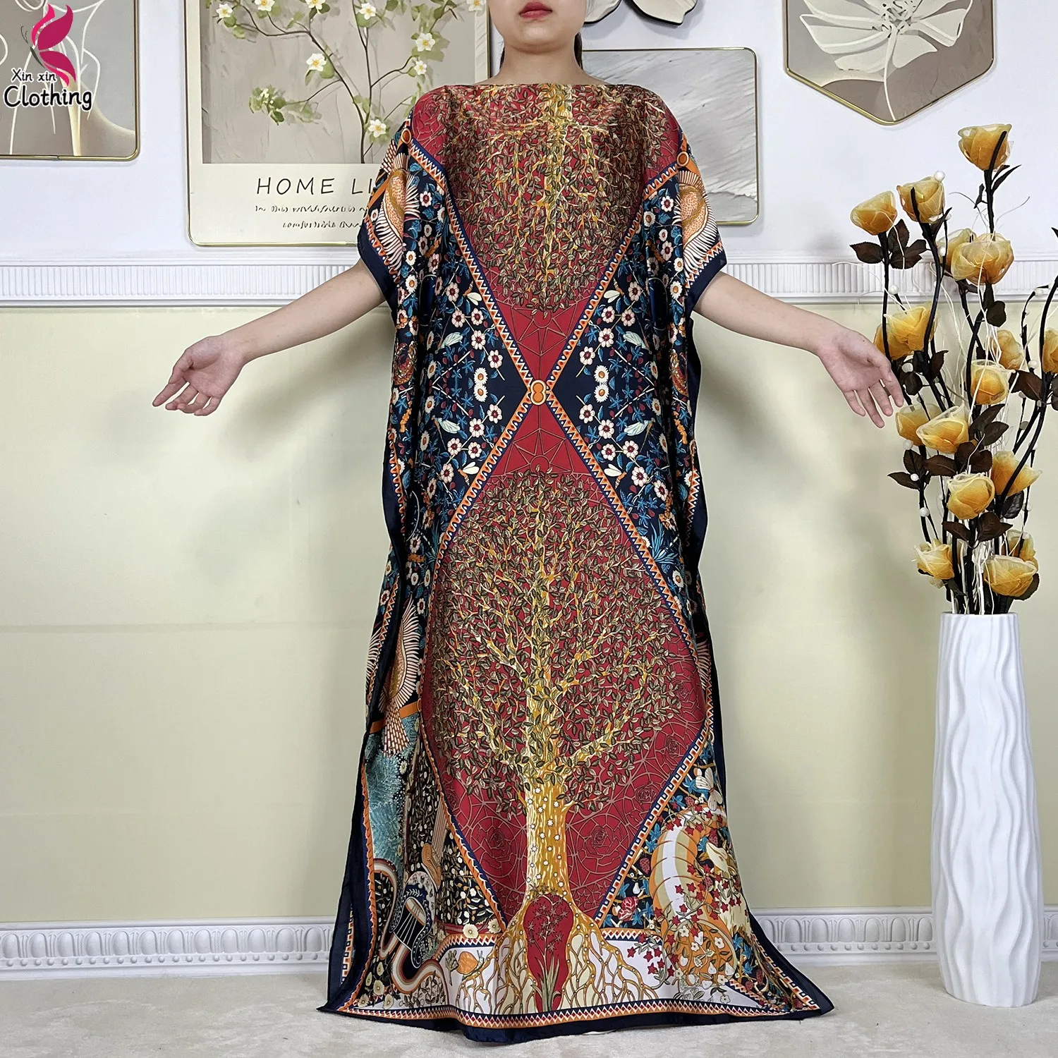 2024 Latest Summer For Women Robe Dubai Kaftan African Islam Silk Soft Print Loose Fashion Dresses Muslim Femme Abaya Clothing