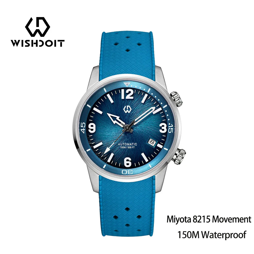 2026 WISHDOIT Double Crown Automatic Mechanical Watch with Radioactive Texture Dial Miyota 8215 Movement 150M Waterproof