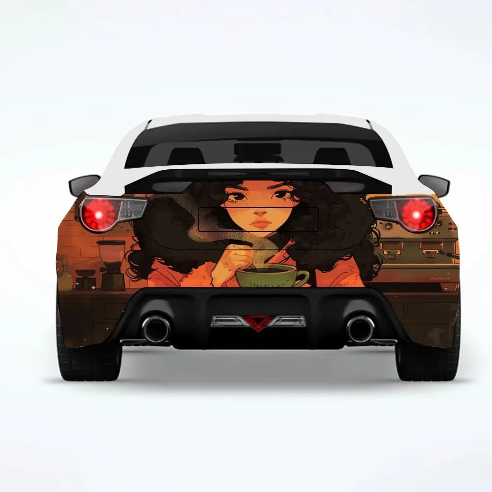

Cafe Girl in Thought Car StickerVinyl Decal for Car Rear, Waterproof Self-Adhesive Vinyl Stickers for Vehicle Tail & Bumper, Dec