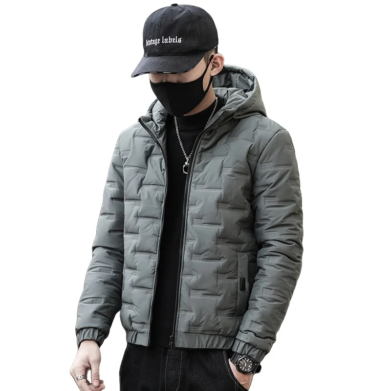 

Winter Men's Lightweight Handsome Hooded Padded Jacket Solid Color Casual Sports Cold Resistant Thickened Warm Wadded Jacket