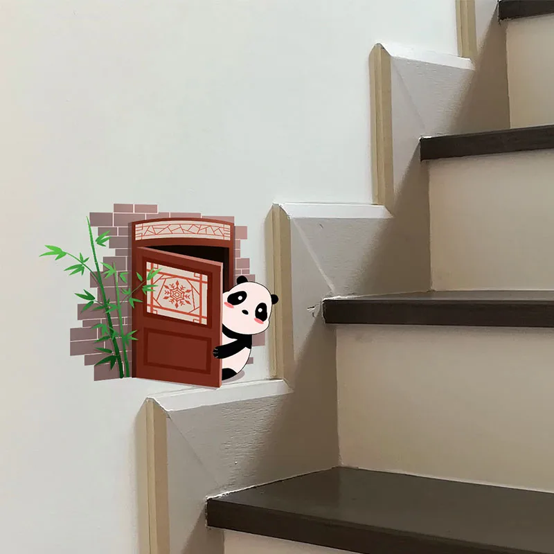 Panda Bamboo Creative Broken Wall Sticker Wall Sticker Bedroom Staircase Decoration Wall Sticker Wall Sticker