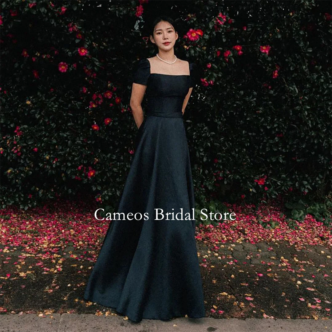 

SONDR Princess 드레스 Square Neck Evening Dress Black Custom Made Satin Black Korea Formal Prom Dress Evening Gown Bridal