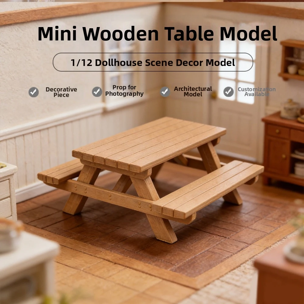 1:12 Vintage Miniature Mini Furniture Multifunction 3Styles Dollhouse Wood Table Outdoor Table Model Toy
