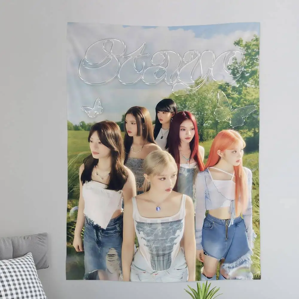 music singer popular S-STAYC-C Korean Group Cartoon Tapestry Wall Hanging Decoration Household Home Decor