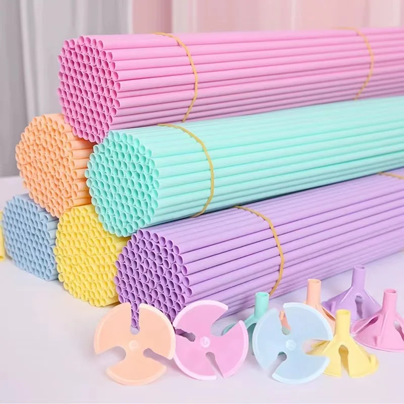 20Pcs 40cm Balloon Stick Macaron Latex Ballons Rods Holder Stand Wedding Birthday Party Baby Shower Decoration Accessories