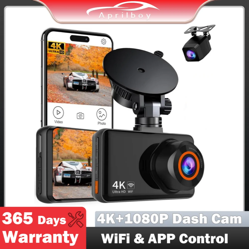 

Aprilboy NEW Dash Cam 4K Cars Front and Rear Camera WIFI Car Camera for Vehicle Video Recorder Rear View Camera Parking Monitor