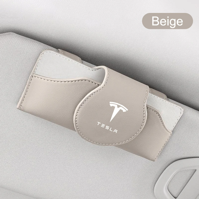 Nuova custodia per occhiali da Auto in pelle custodia per occhiali da sole Clip per Tesla Model 3 Model S X Model Y Roadster SpaceX accessori Auto