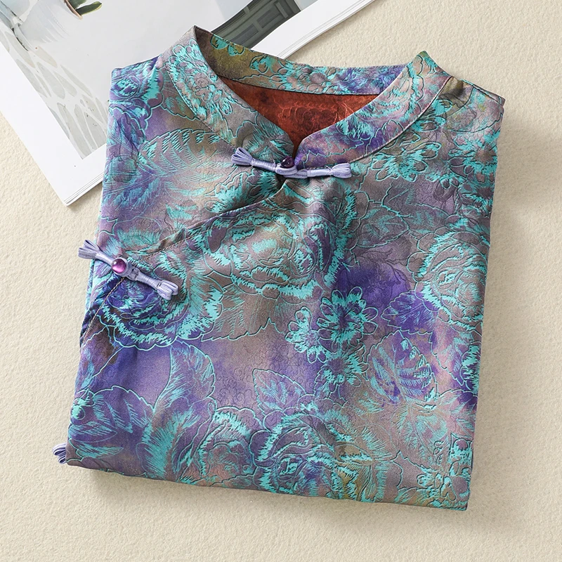 ชุดเดรสสไตล์โอเรียนทัลสมัยใหม่สำหรับผู้หญิง - ชุดกี่เพ้าผ้าโปร่งพิมพ์ลายดอกไม้หรูหรา ทรงหลวม สไตล์วินเทจ สง่างาม ช่วยพรางหุ่น เหมาะสำหรับใส่ไปเที่ยวพักผ่อน