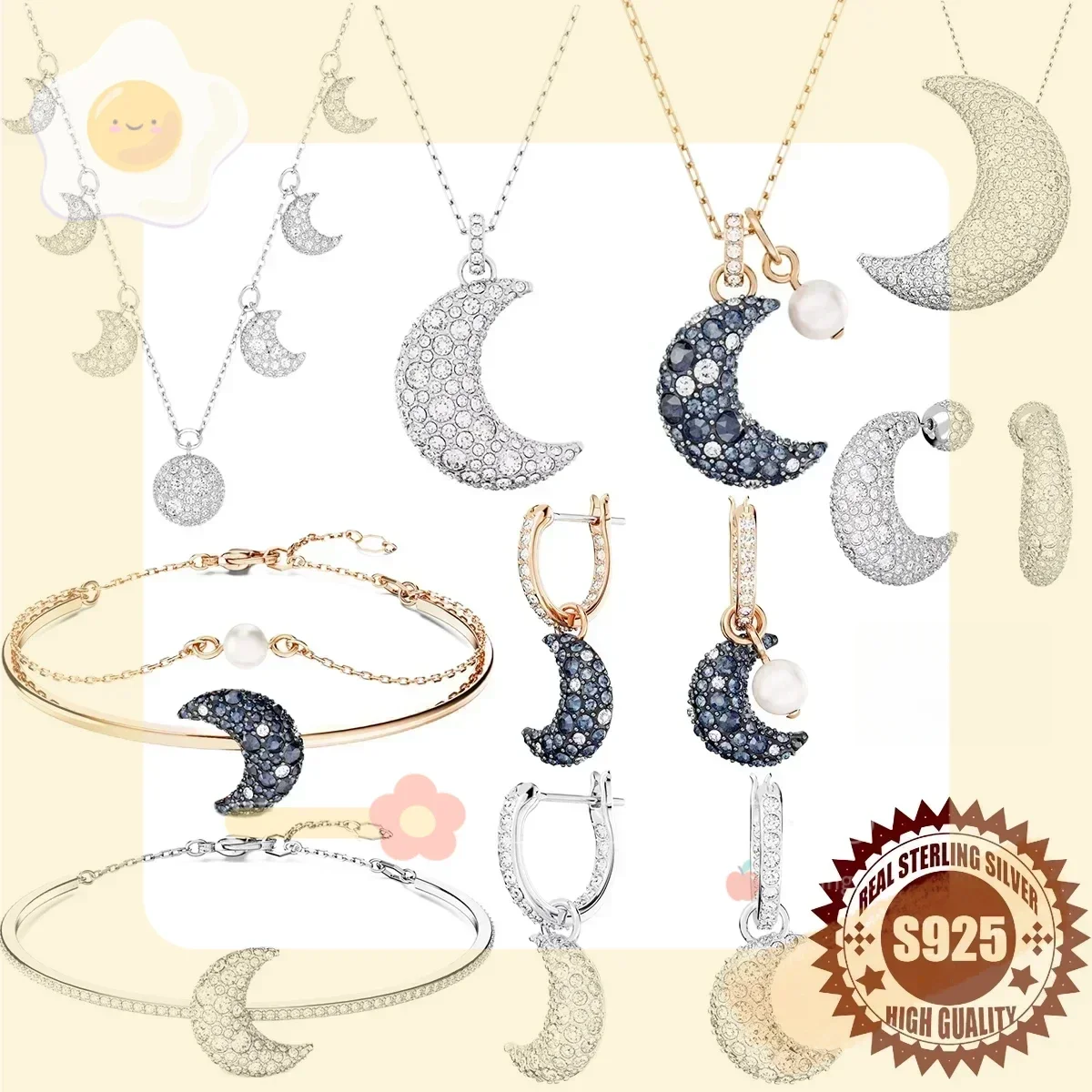 

2025 New 925 silver summer must-have, versatile style, precious jewelry, colorful, Luna series, let you more temperament