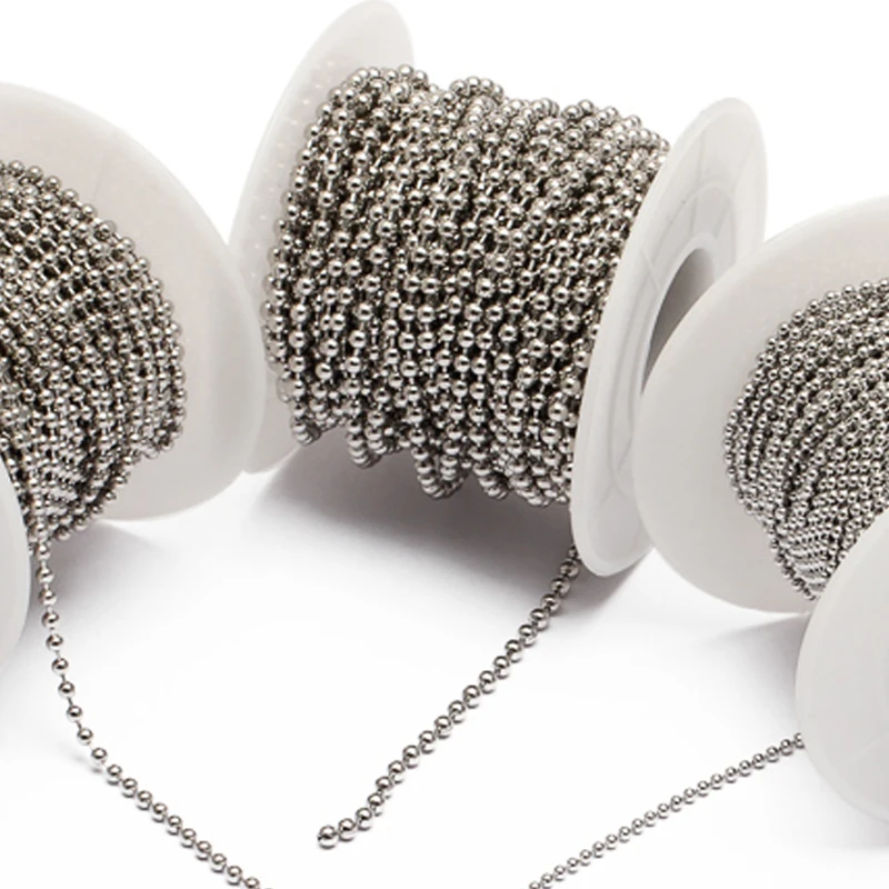 10meters/roll 1.5/2/2.4mm Beaded Ball Stainless Steel Chain Bulk Chains for DIY Necklaces Bracelet Keychain Jewelry Making
