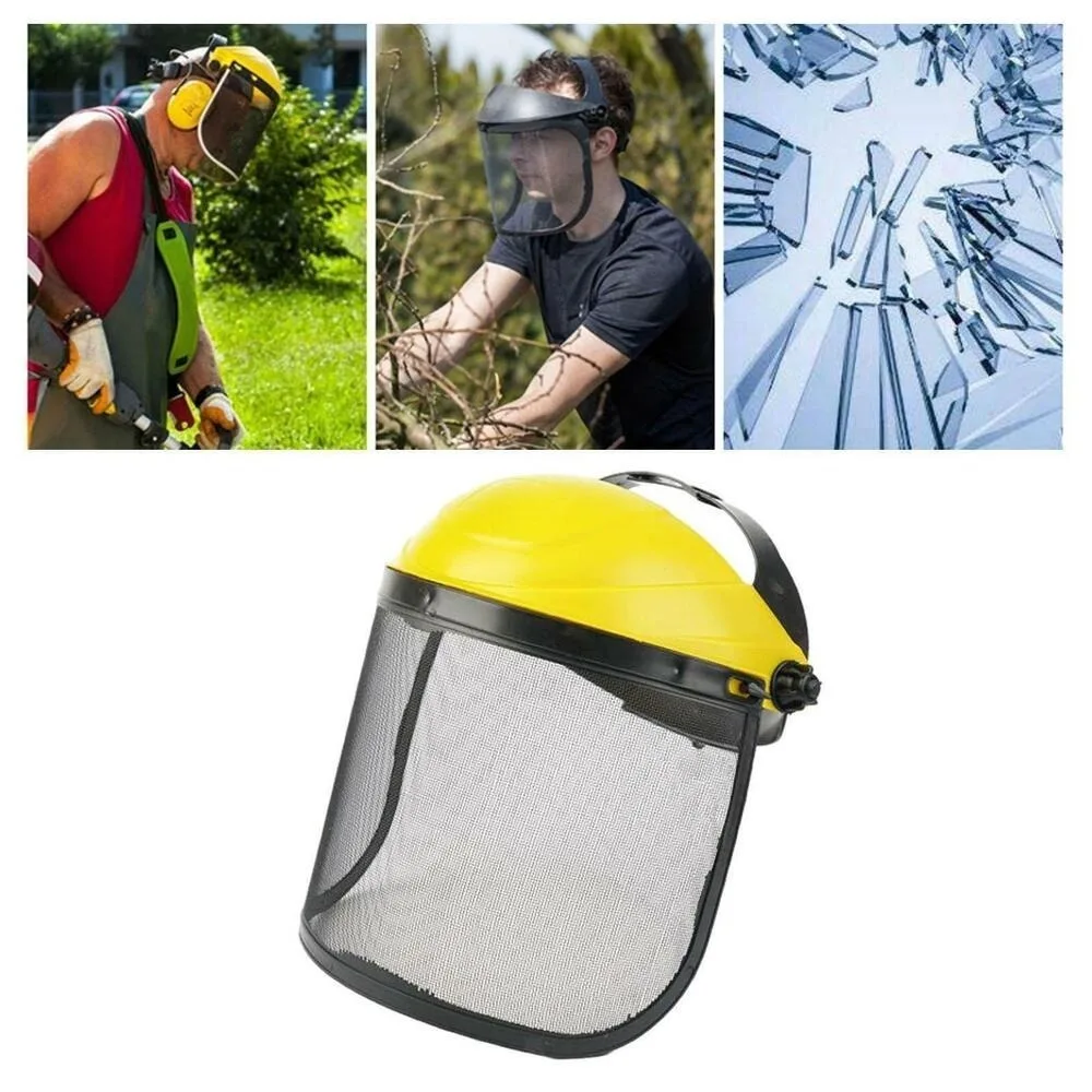 Metal Mesh Chainsaw Capacete, Forro de esponja, Prevenção de respingos, Segurança, Grande, Ajustável, Máscara protetora, Exterior, Novo