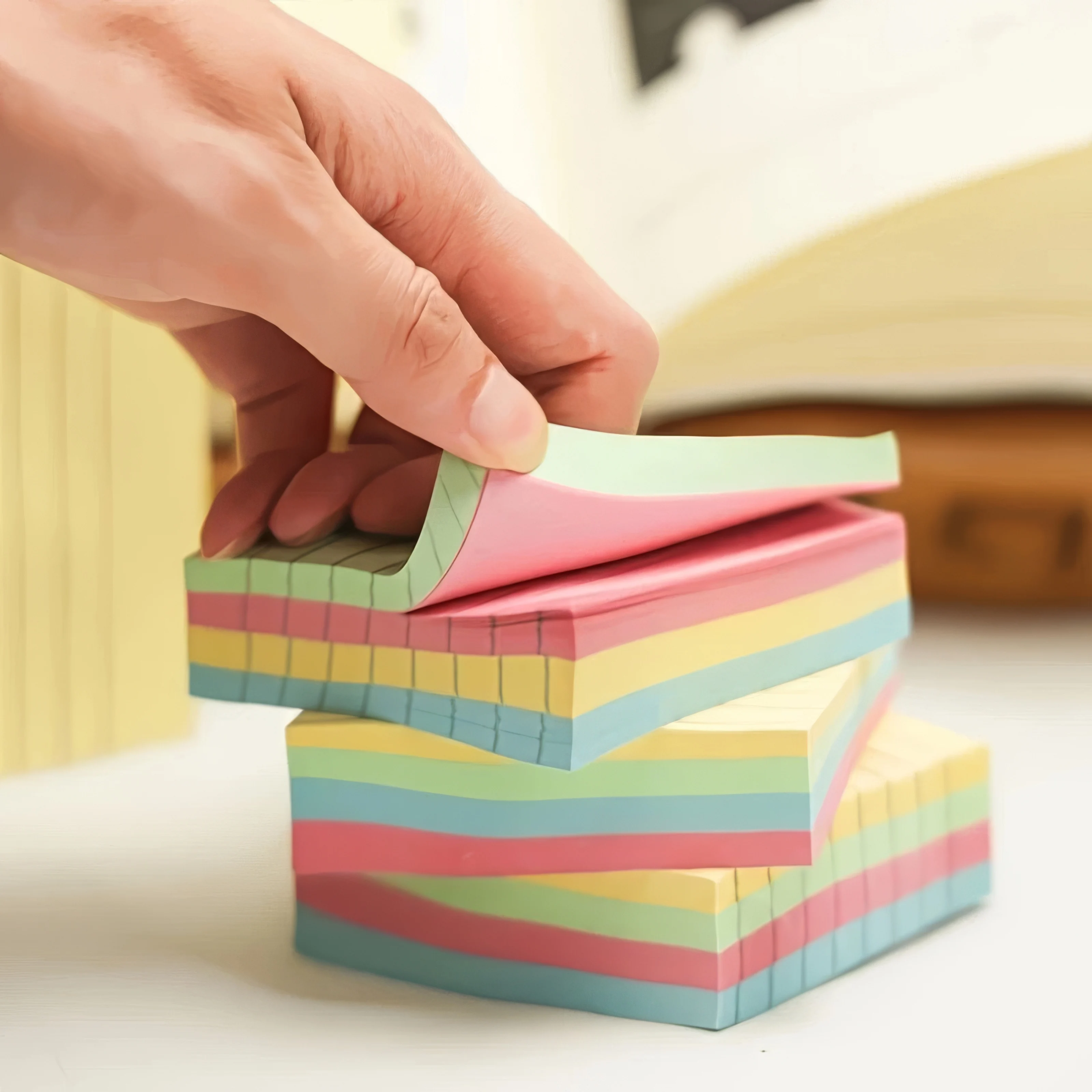 11-Piece Colorful Ruled Sticky Notes Pad, 7.6cm/3in Square