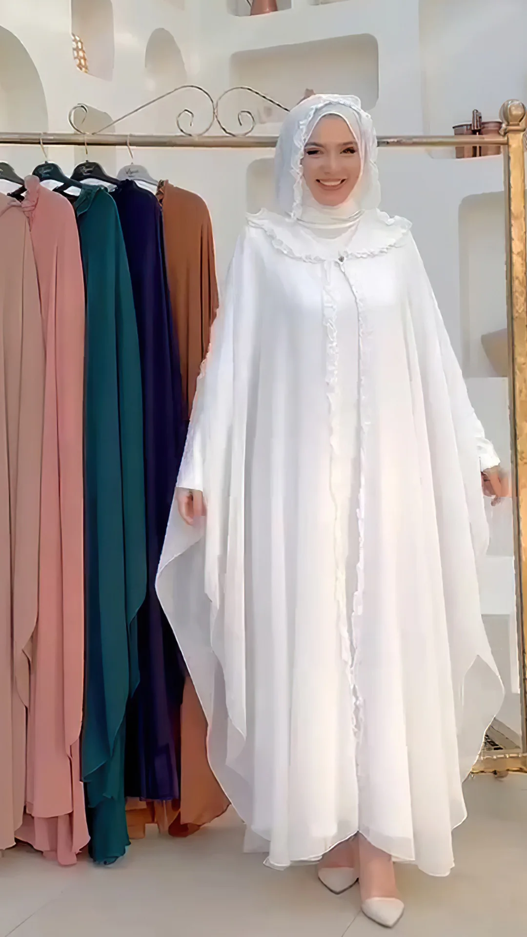 Muslim Kaftan Abaya Dress Women Dubai Open Outfit Turkish Chiffon Hooded Dress Elegant African Loose Boubou Luxury Open Abayas