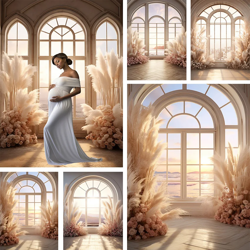 

Mehofond Photography Background Boho Window Pampas Grass Adult Birthday Wedding Maternity Portrait Decor Backdrop Photo Studio