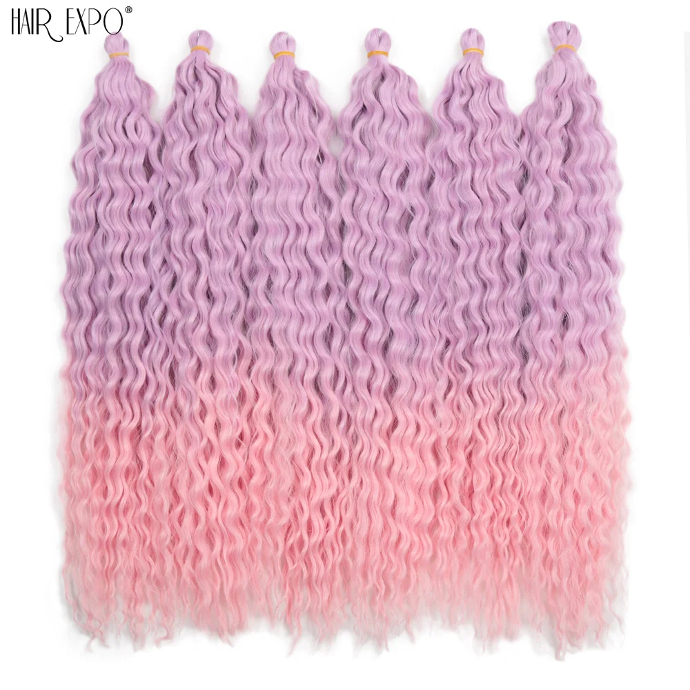 22" Ariel Curl Häkelhaar Synthetische Tiefe Welle Geflecht Haarverlängerung Ombre Ariel Curl Haar Weiche Wasserwelle Twist Haar Blond Rosa – Detail 19