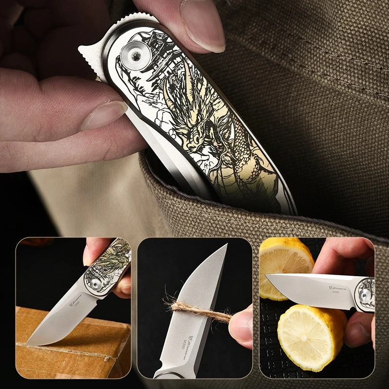 

M390 Titanium Alloy Portable Camping Portable EDC Folding Knife Outdoor Camping Multifunctional TC4 Titanium Alloy Folding Knife