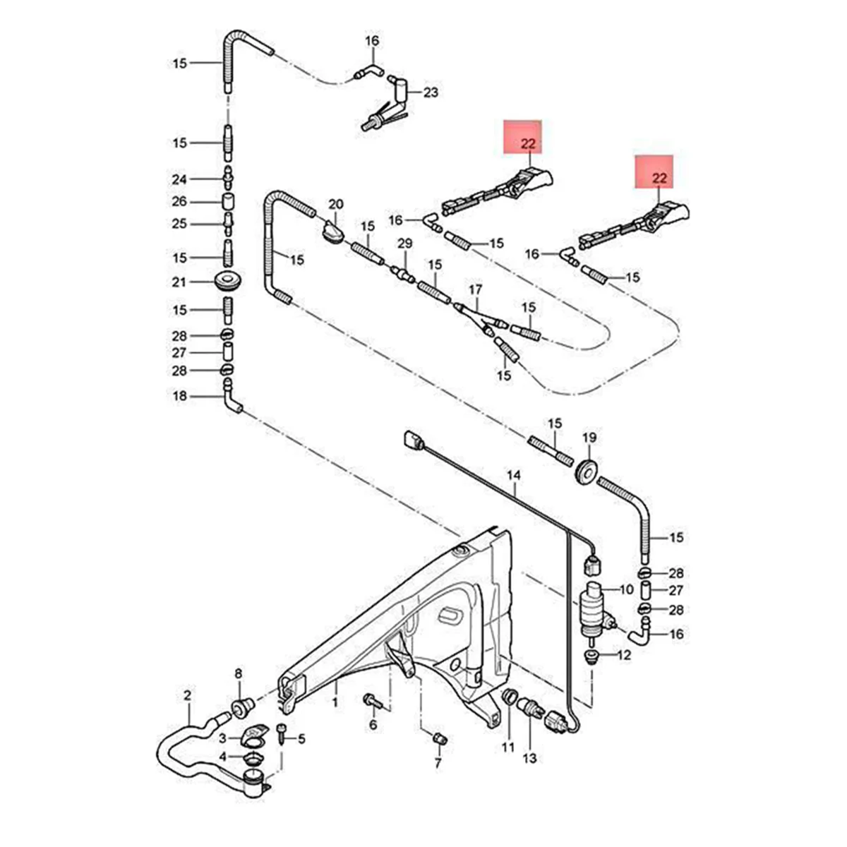 

Передняя деталь автомобиля с подогревом 95562807703 для Porsche Cayenne 2007-2010, капот, ветровой экран, струйный распылитель воды