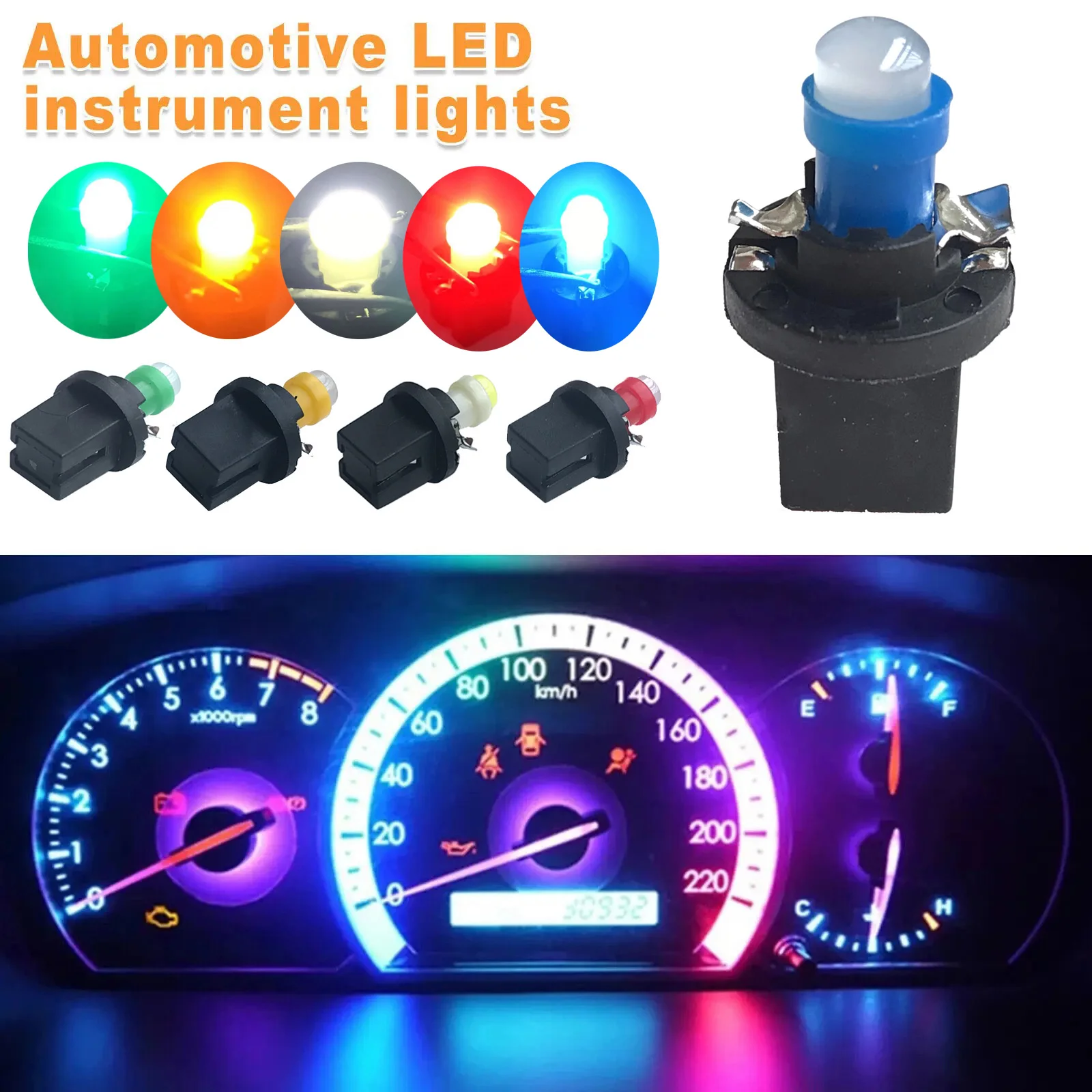 10PCS T5 Led Bulb  B8.5 B8.5D COB Led auto Car Interior Lights Dashboard Warming Indicator Wedge  Instrument Panel Lamp White