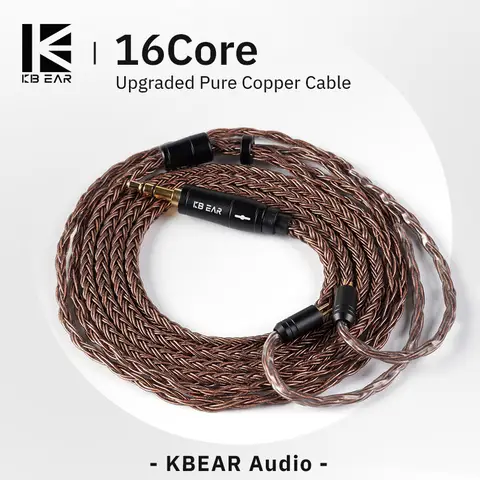 KBEAR-Cable de auriculares de cobre puro de 16 núcleos, conector de auriculares de 2 pines/MMCX/QDC, uso para auriculares KZ EDX ZSN PRO BLON BL-03 KBEAR KS1