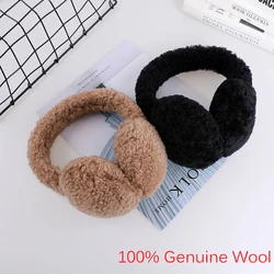 Unisex Winter Warm 100% Genuine Lamb Wool Earmuff Ear muffs Women's Fashion Ear warmer Protection Soft Adjustable