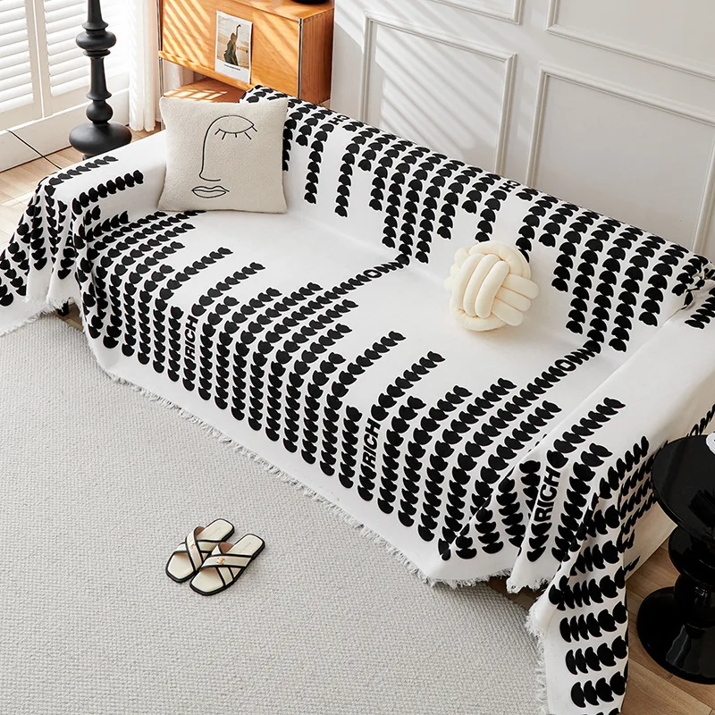 

Chenille Love Stripe Sofa Towel Universal for All Seasons One-piece Type Sofa Towel Home Living Room Sofa Blanket Cloth Towel