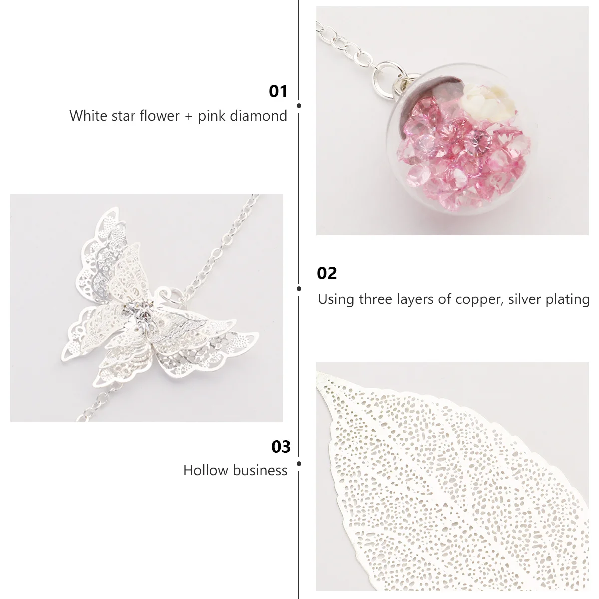 

Boxed Leaf Shaped Silver Pink Dried Flower Bookmark Practical Page Marker Office Students School Supplies Daily Use