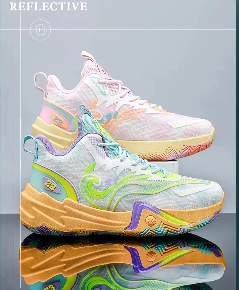 

Новые баскетбольные кроссовки с дышащей сеткой для подростков, противоскользящие и амортизирующие тренировочные кроссовки для пар мужские кроссовки