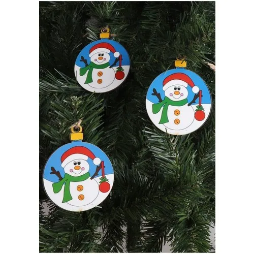 Beysüs Christmas Pine Tree Ornament 6 Pieces 8 cm Wooden Snowman BYY05