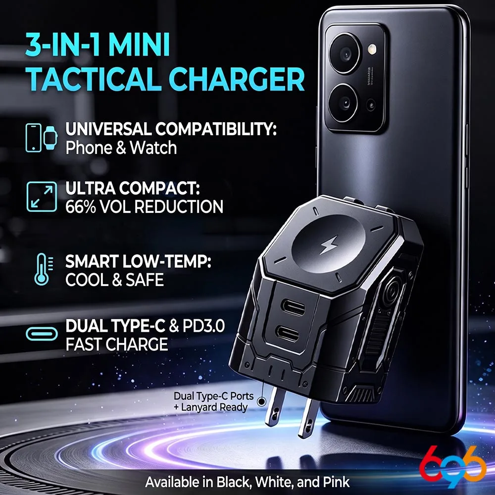Adapter For IPhone For Huawei For Xiaomi Multi-device Multifunctional GAN Phone Charger 3 IN 1 Fast Charger 3.0 Fast Charging