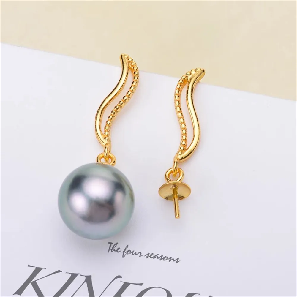 

DIY Silver Accessories S925 Sterling Silver Natural Pearl Earrings Empty Fashion Earrings Fit 8-12mm Oval Beads E148