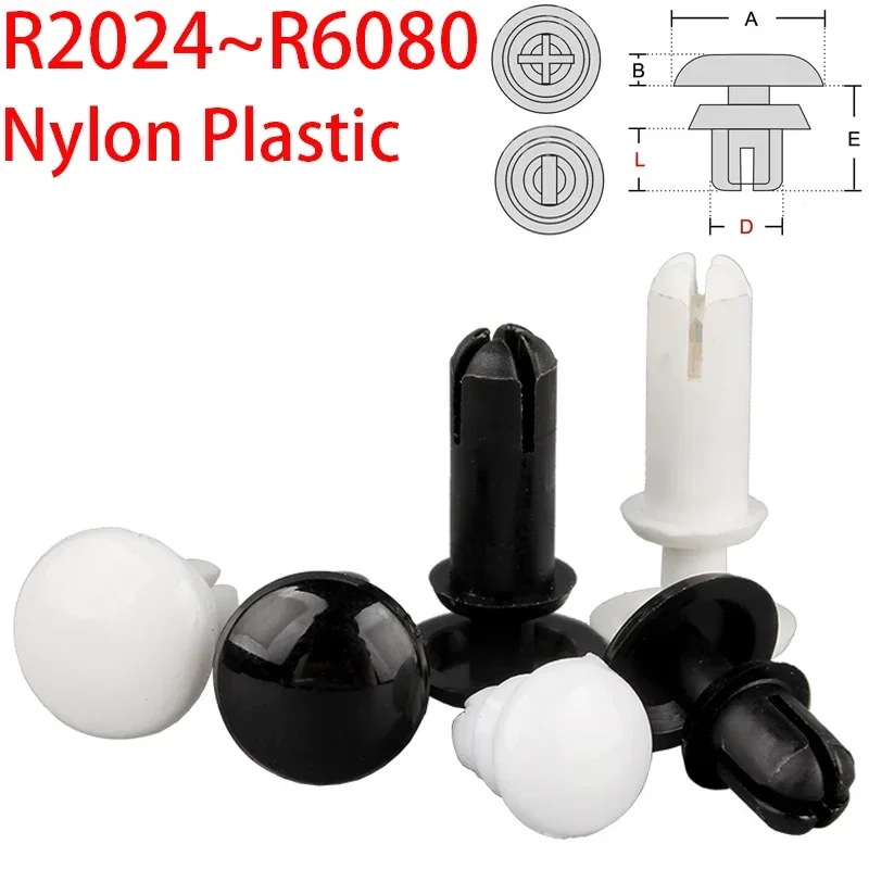 Leijiu 30Pcs-50pcs 2/2.7/3.1/3.6/4.1/5.1/6.1mm Nylon Push-type Rivets White Black Plastic Letter R Type Rivets For PCB Board