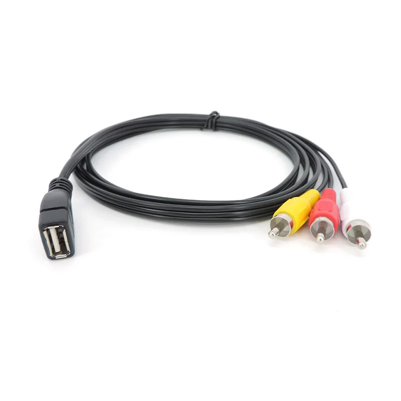 

1.5m USB A Female to 3 RCA 3Rca male converter plug to usb AV Video power connector Cable WIRE extend PC TV Audio adapter q1